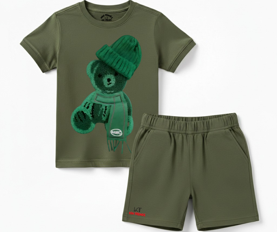 Greeny Bear Shorts Set