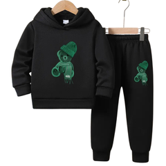 Printed Greeny Cap Bear Fleece Hoodie Tracksuit