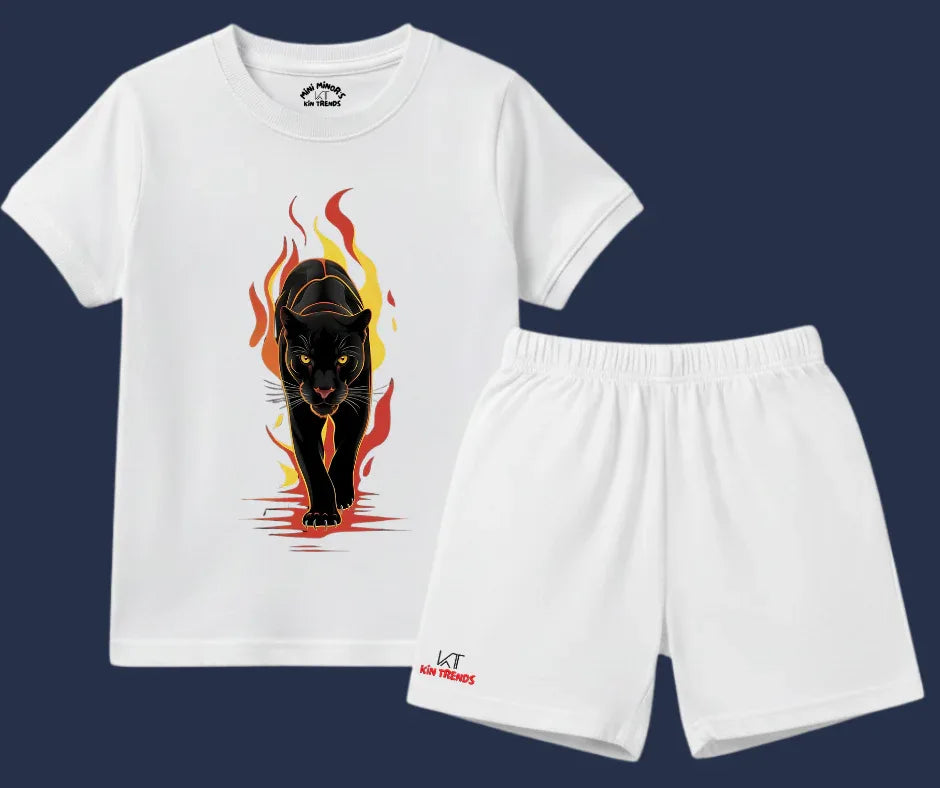 Black Lion Shorts Set | Kids T shirt and shorts | Mini Minors Kin Trends | Kintrends
