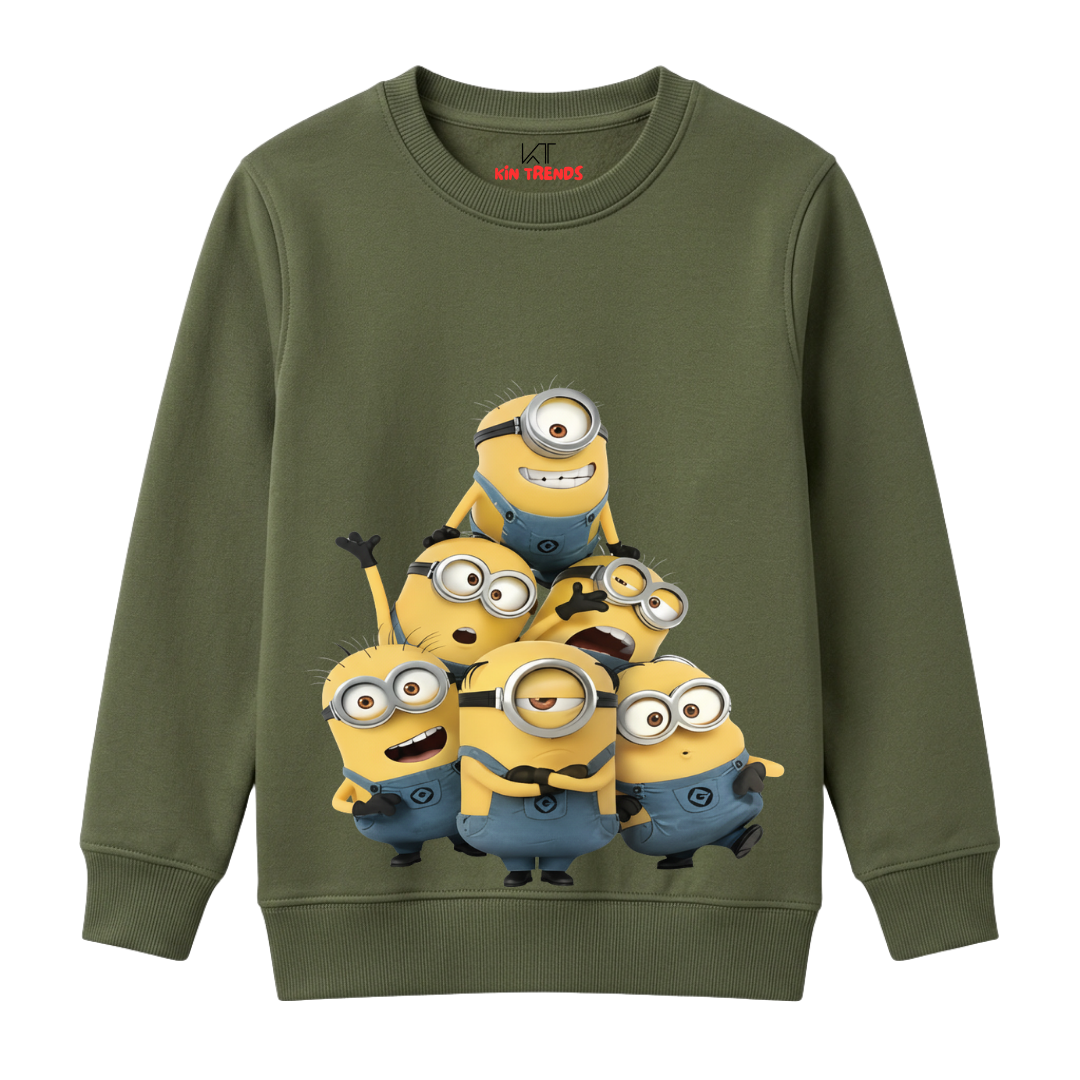 Minions Cartoon Characters Printed Kids Winter Fleece Sweatshirt