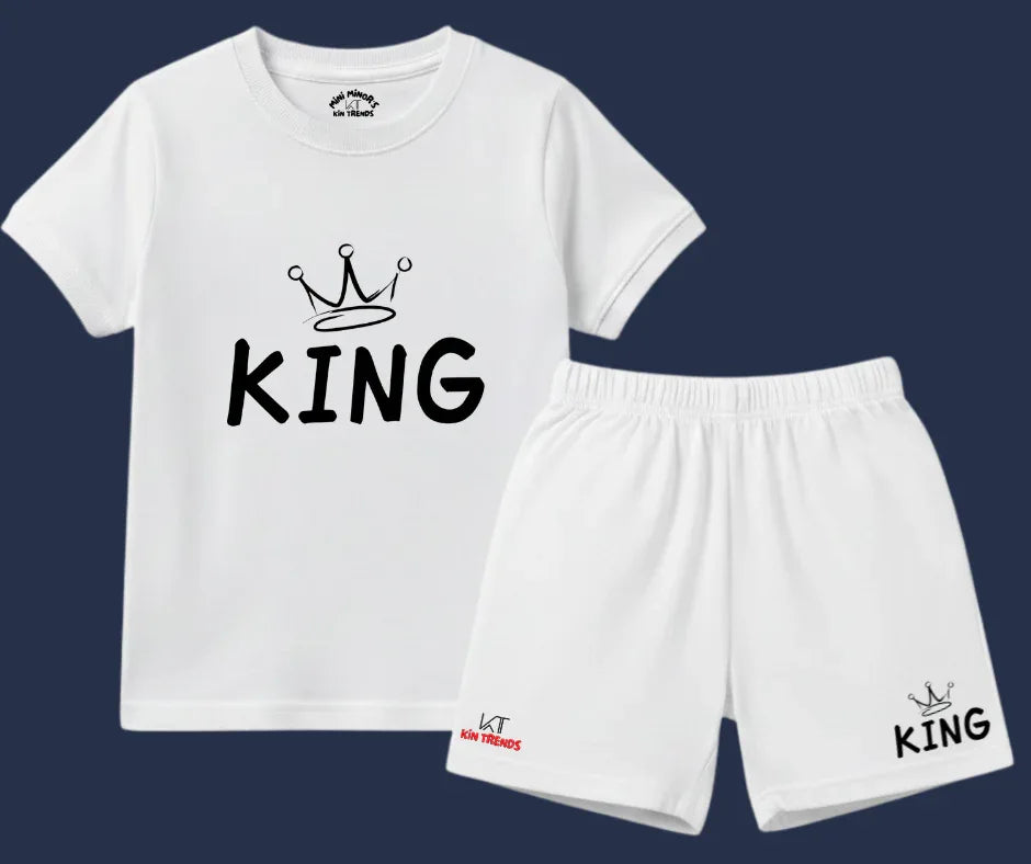 King Shorts Set | Kids T shirt and shorts | Mini Minors Kin Trends | Kintrends