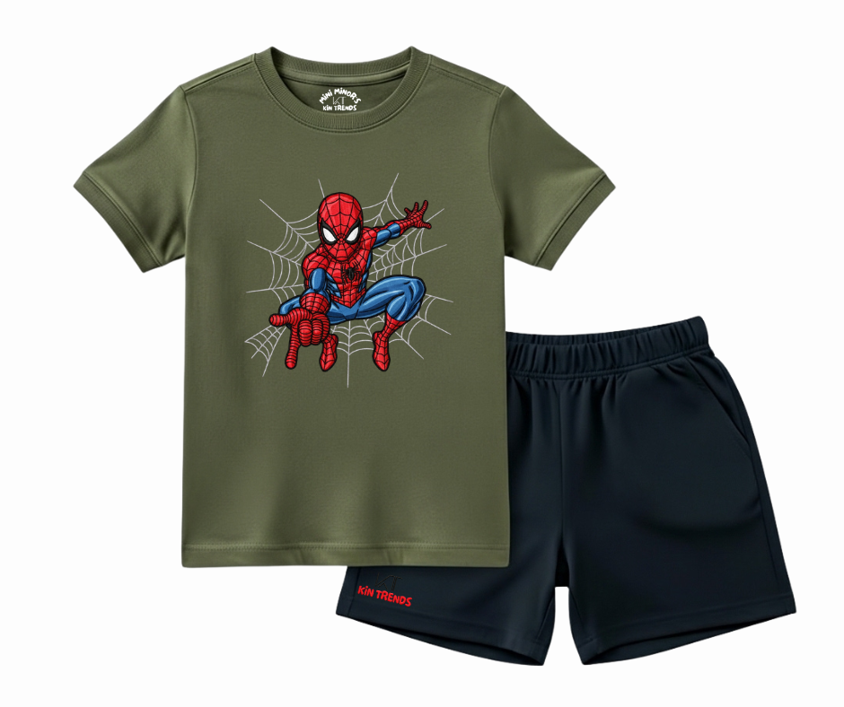 CC Spiderman D1 Shorts Set (Not Embroidered) Kids T shirt and shorts
