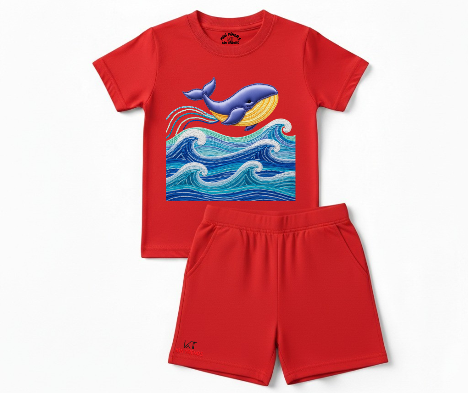 Whale Wave Kids 2 Piece Summer Shorts Set | Mini Minors Kintrends