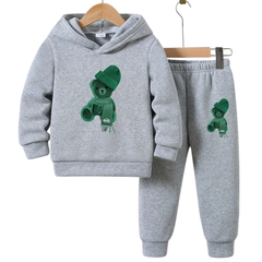 Printed Greeny Cap Bear Fleece Hoodie Tracksuit