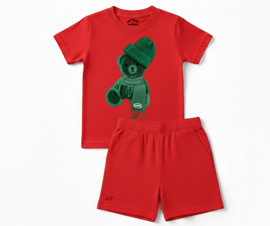 Greeny Bear Shorts Set