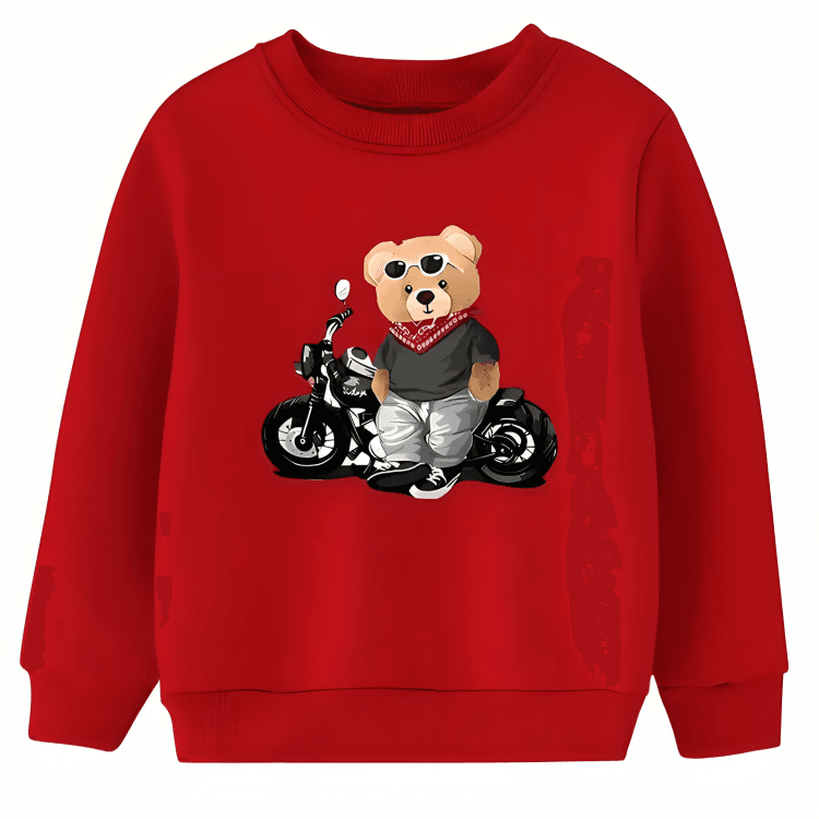 Biker Bear Fleece Sweatshirt - Kin Trends