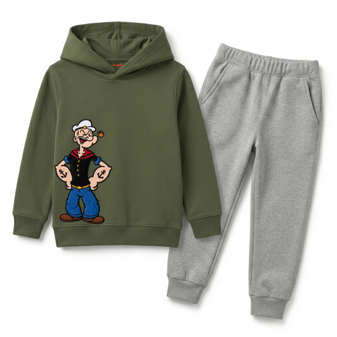 Popeye The Sailor Kids Winter Fleece Hoodie Tracksuit - 2 Pcs