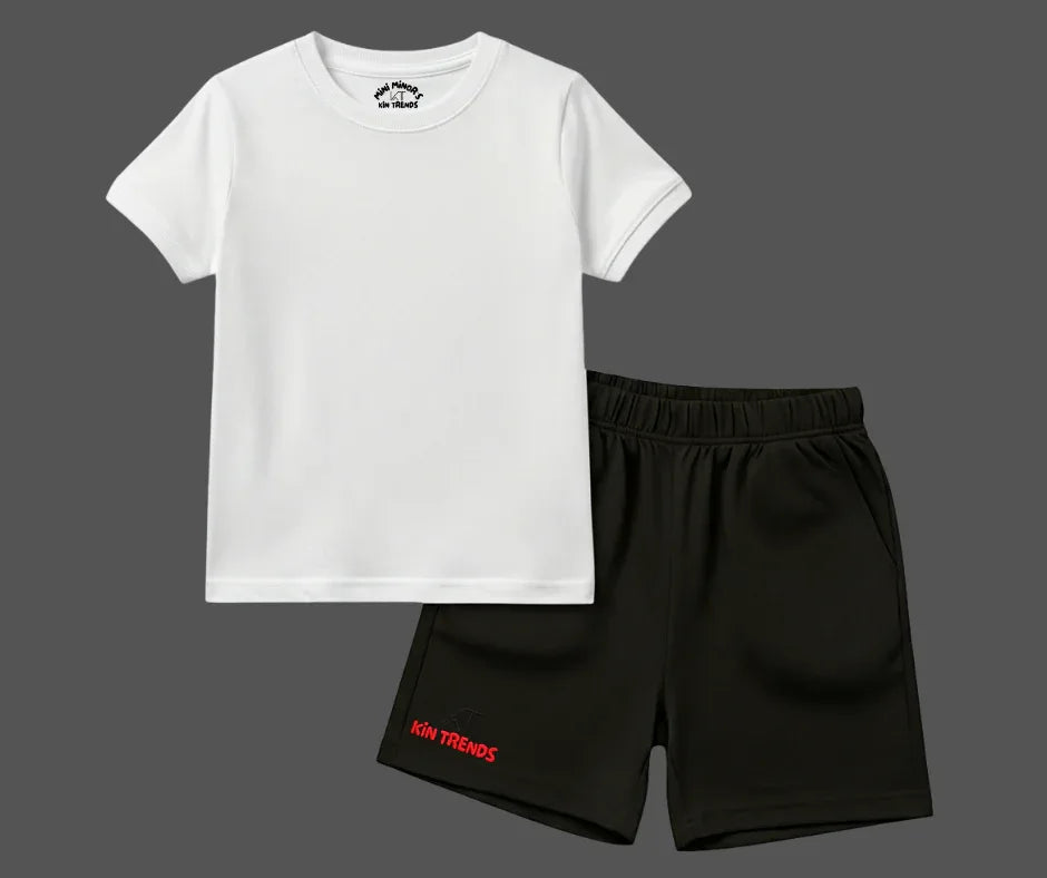 20+ Contrast Color Plain Shorts Set | Mini Minors Kintrends