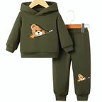 Shy Bear Fleece Hoodie Tracksuit