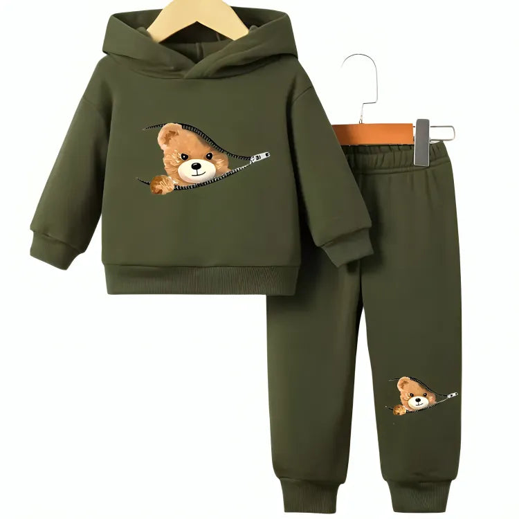 Shy Bear Fleece Hoodie Tracksuit
