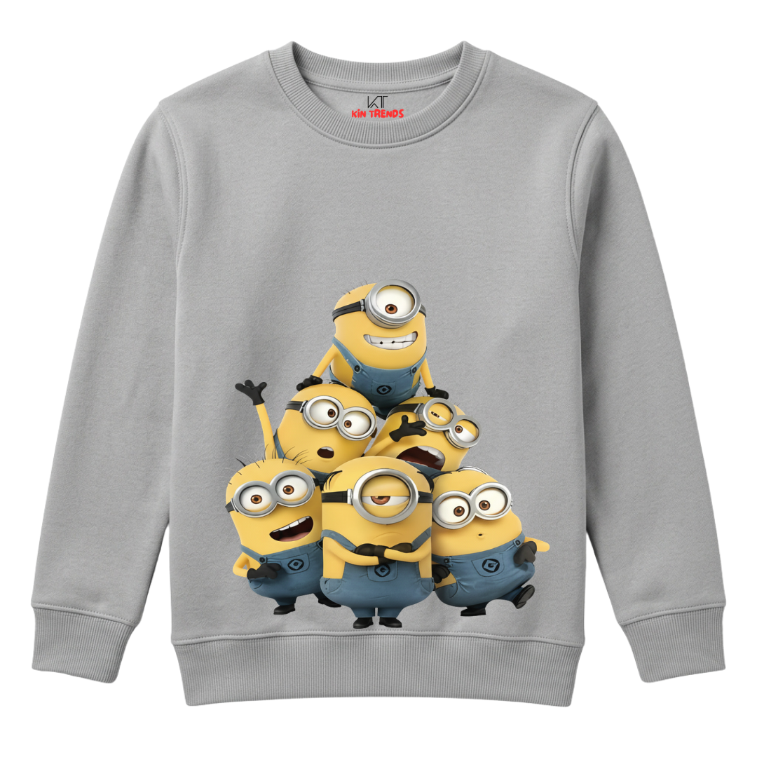 Minions Cartoon Characters Printed Kids Winter Fleece Sweatshirt