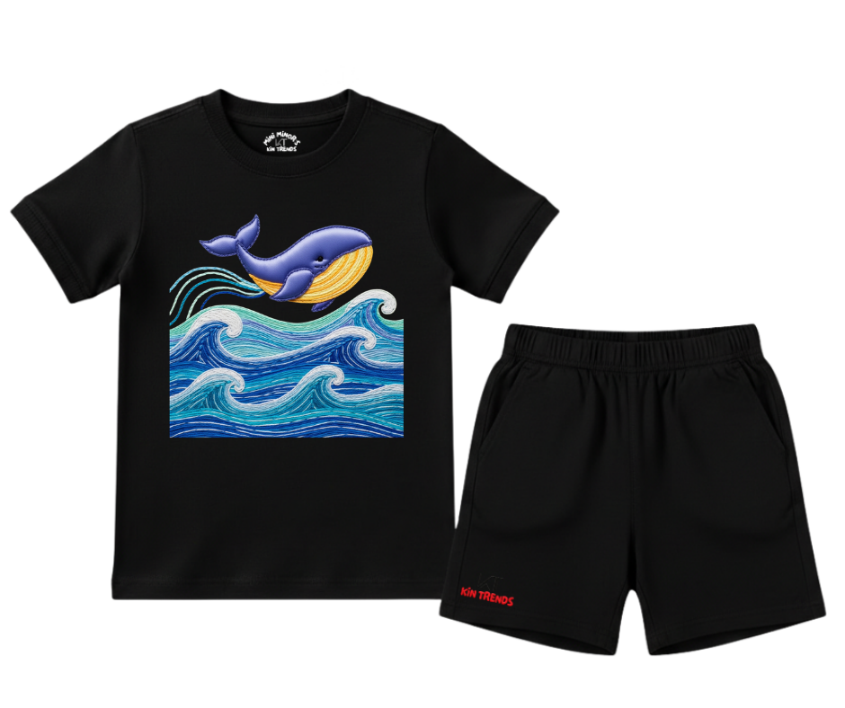 Whale Wave Kids 2 Piece Summer Shorts Set | Mini Minors Kintrends