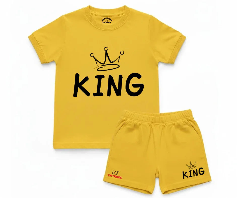 King Shorts Set | Kids T shirt and shorts | Mini Minors Kin Trends | Kintrends