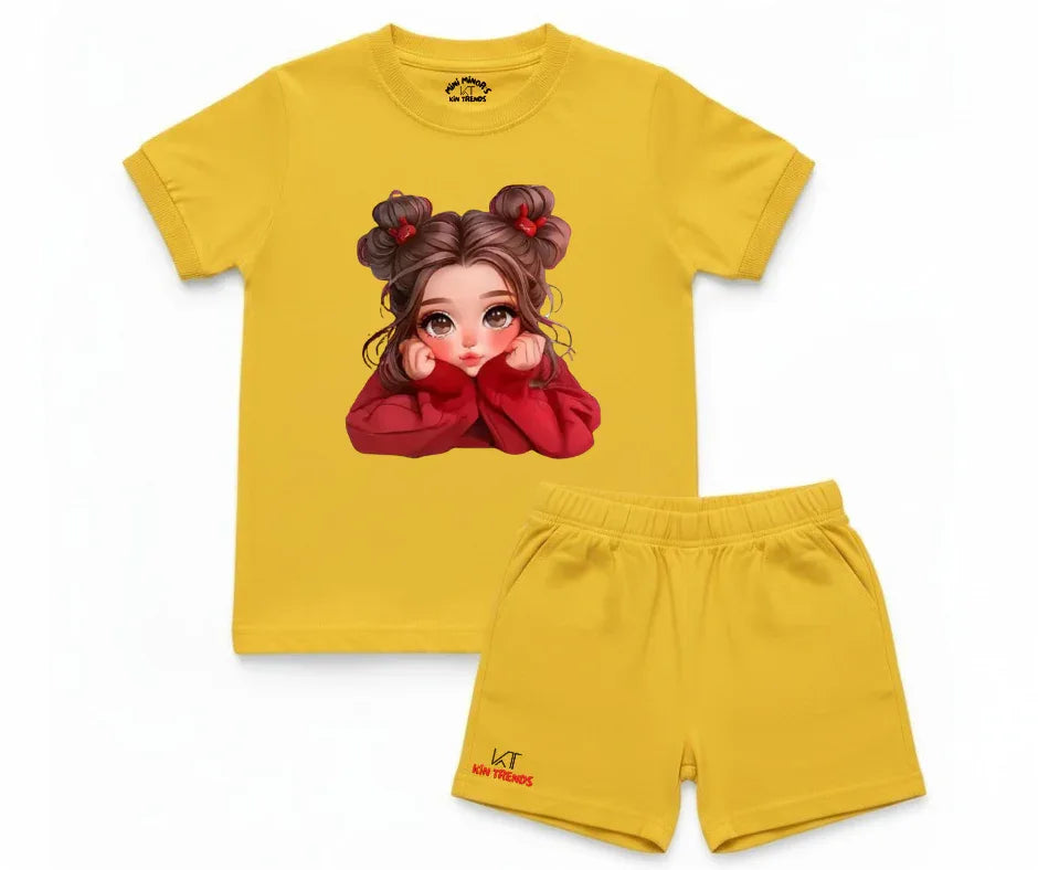 New Cute Doll Shorts Set | Kids T shirt and shorts | Mini Minors Kin Trends | Kintrends