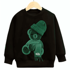 (Not Embroidered) Printed Greeny Bear Fleece Sweatshirt - Kin Trends
