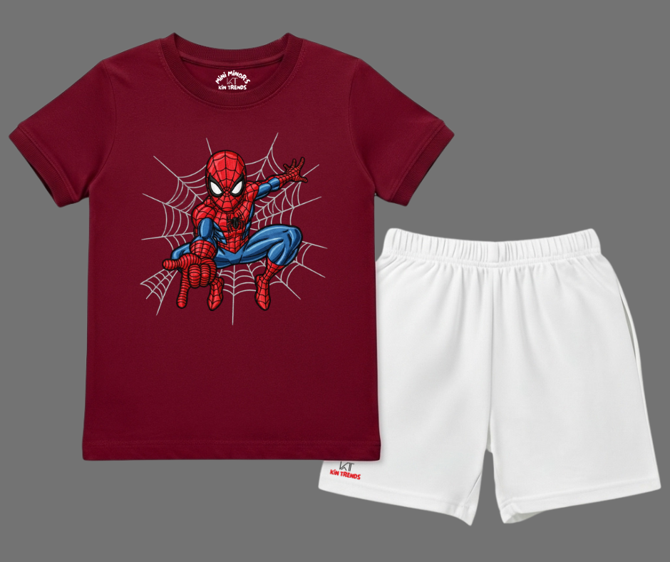 CC Spiderman D1 Shorts Set (Not Embroidered) Kids T shirt and shorts