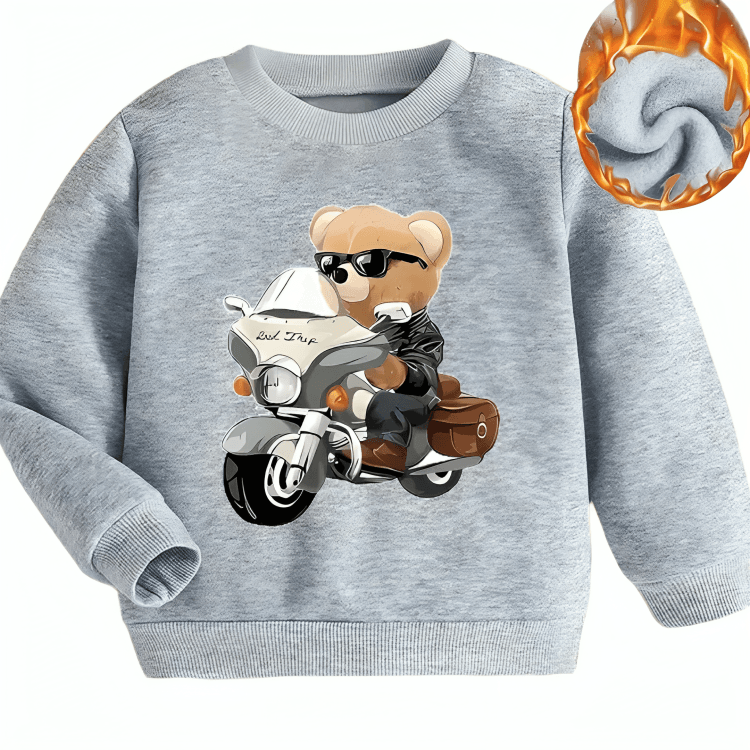 Biker Bear Fleece Sweatshirt - Kin Trends