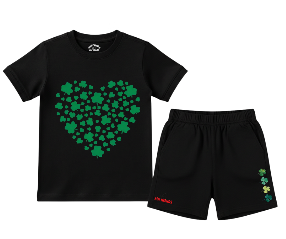Green Heart Shorts Set