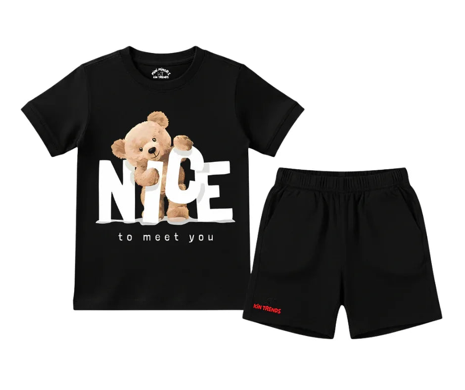 Nice Bear Shorts Set | Kids T shirt and shorts | Mini Minors Kin Trends | Kintrends
