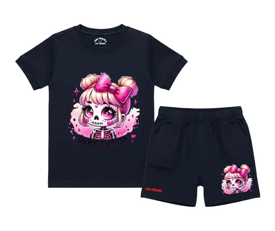 Girls Very Cutesy Shorts Set | Kids T shirt and shorts | Mini Minors Kin Trends | Kintrends