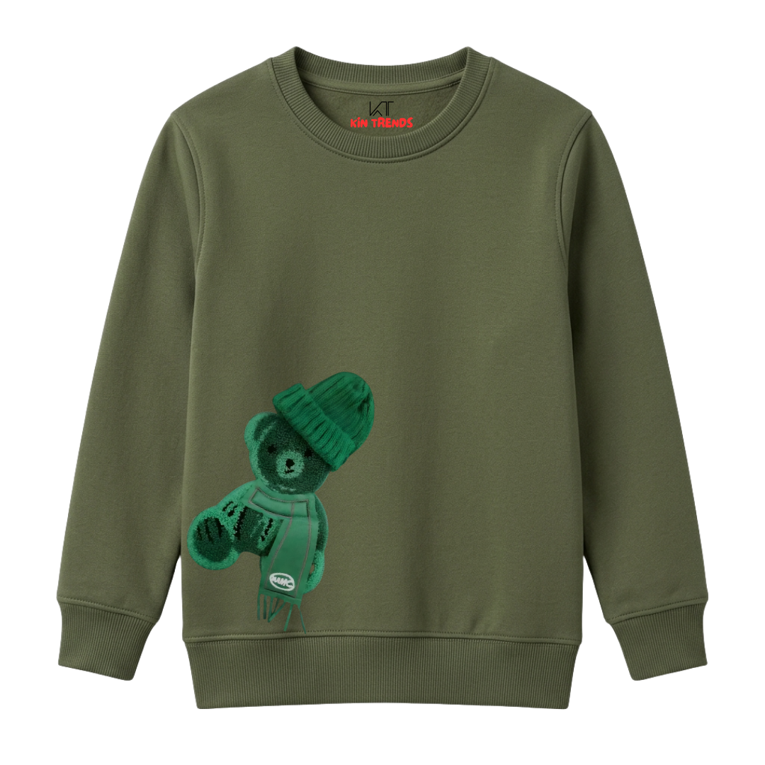 Fluffy Green Bear Winter Scarf Winter Sweatshirt