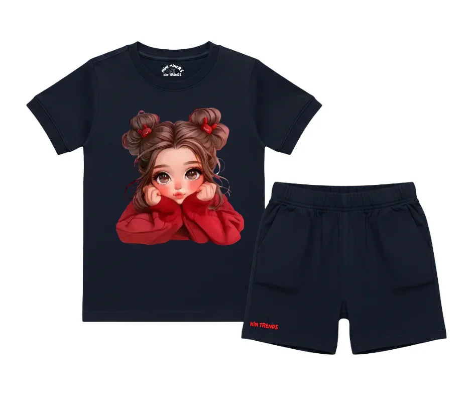 New Cute Doll Shorts Set | Kids T shirt and shorts | Mini Minors Kin Trends | Kintrends