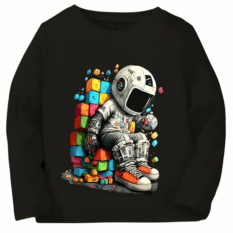 Spaceman Printed Fleece Sweatshirt - Kin Trends