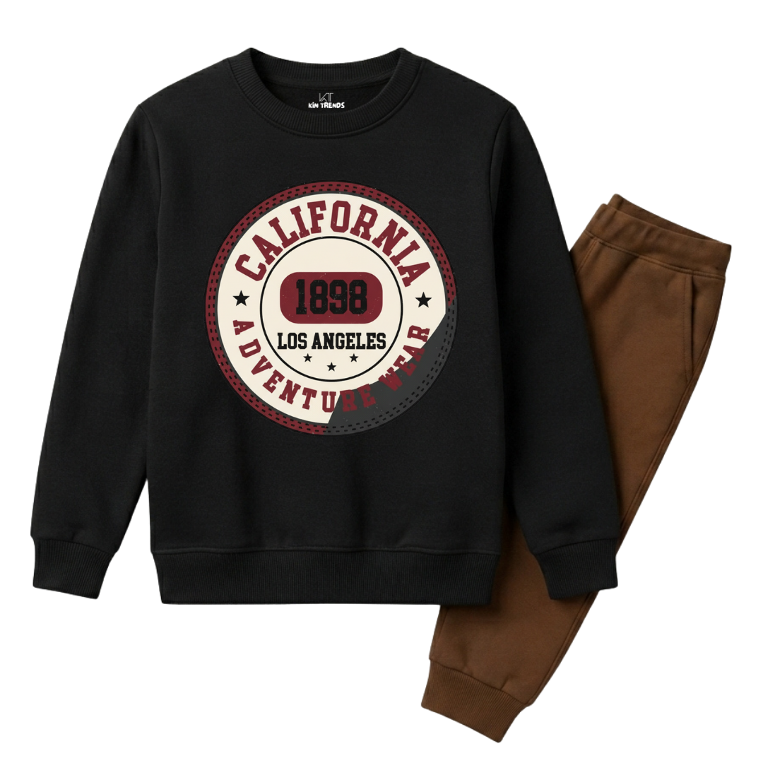 California LA 1898 Vintage Kids Winter Sweatshirt Tracksuit - 2 Pcs