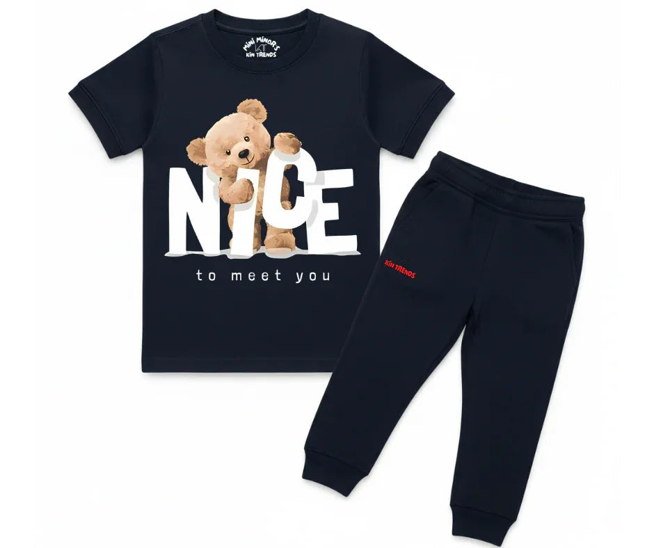 Nice Bear Summer Tracksuit | Kids T shirt and trouser | Mini Minors Kin Trends | Kintrends