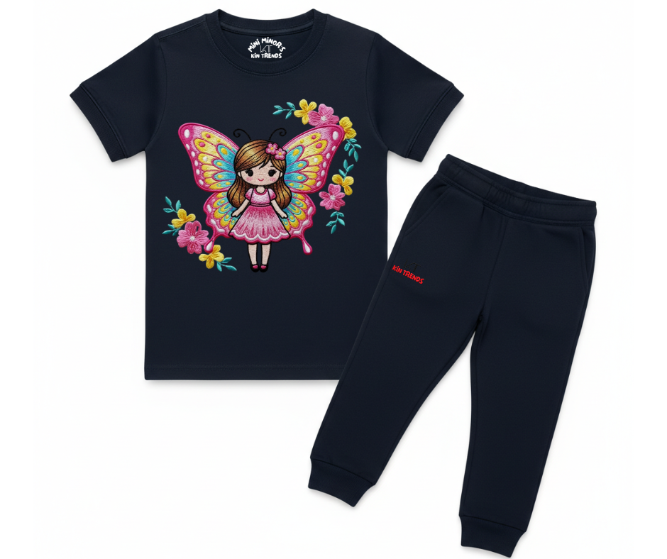 Fairy Butterfly Summer Tracksuit (Embroidery Style Print) | Mini Minors Kintrends