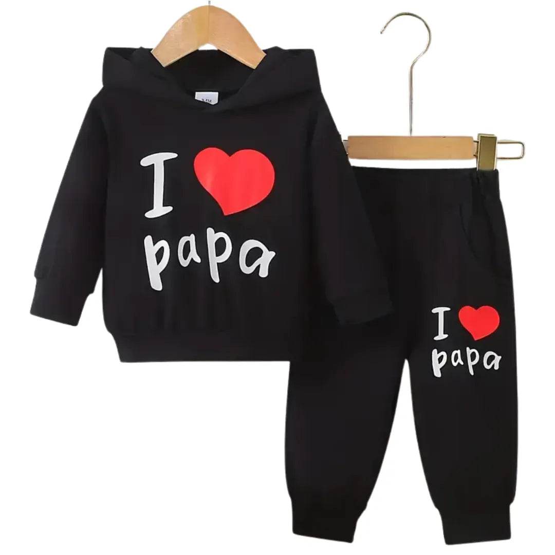I Love Papa Fleece Hoodie Tracksuit - Kin Trends