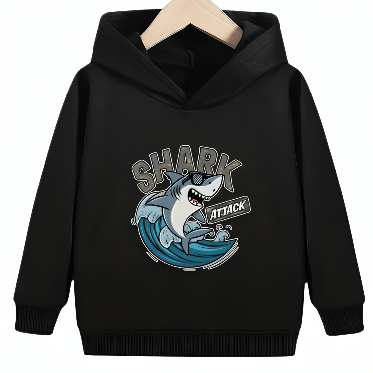 Shark Attack Fleece Hoodie - Kin Trends