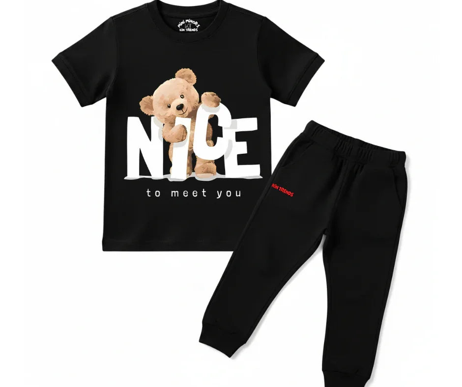 Nice Bear Summer Tracksuit | Kids T shirt and trouser | Mini Minors Kin Trends | Kintrends