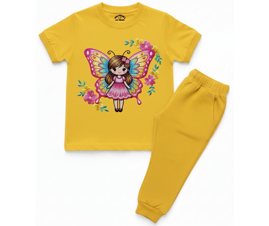 Fairy Butterfly Summer Tracksuit (Embroidery Style Print) | Mini Minors Kintrends