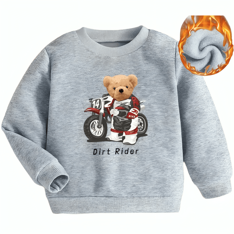 Biker Bear Fleece Sweatshirt - Kin Trends