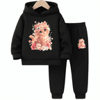 Cutie Cat Fleece Hoodie Tracksuit - Kin Trends
