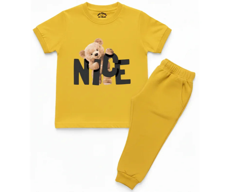 Nice Bear Summer Tracksuit | Kids T shirt and trouser | Mini Minors Kin Trends | Kintrends