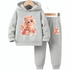 Cutie Cat Fleece Hoodie Tracksuit - Kin Trends