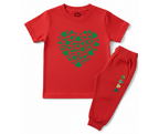 Green Heart Tracksuit | Kids T shirt and trouser | Mini Minors Kin Trends | Kintrends