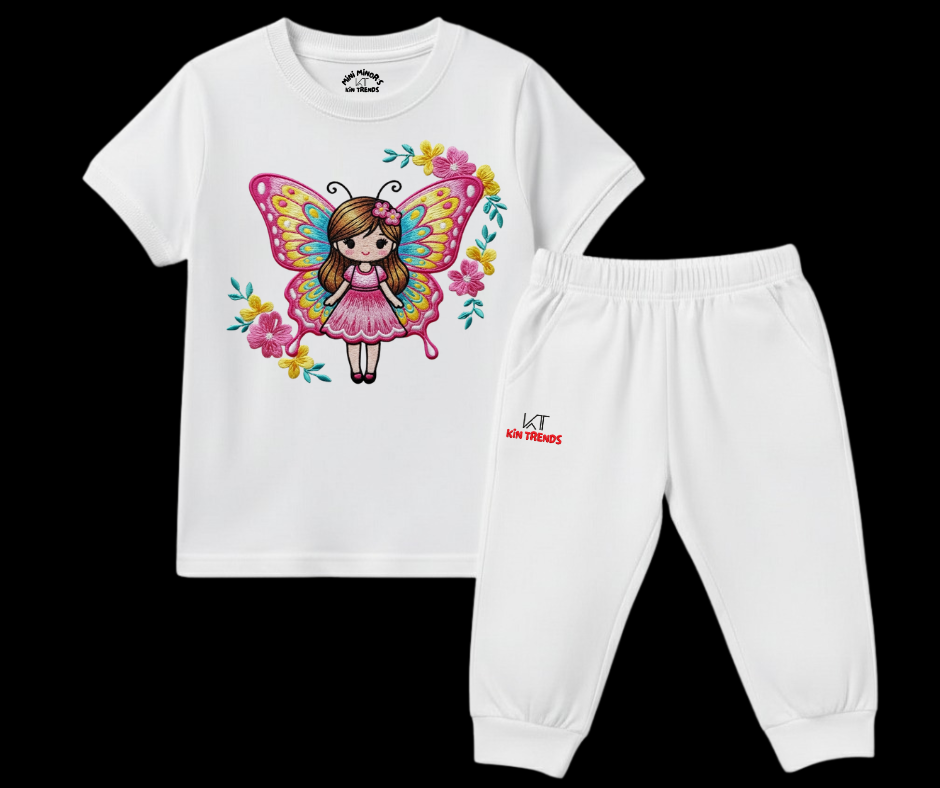 Fairy Butterfly Summer Tracksuit (Embroidery Style Print) | Mini Minors Kintrends