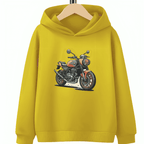Bike Printed Fleece Hoodie - Kin Trends