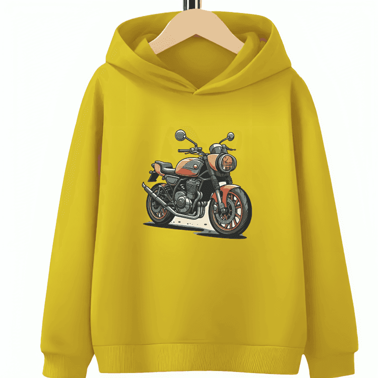 Bike Printed Fleece Hoodie - Kin Trends