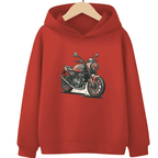 Bike Printed Fleece Hoodie - Kin Trends