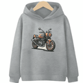 Bike Printed Fleece Hoodie - Kin Trends