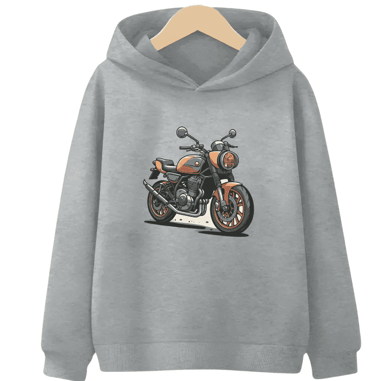 Bike Printed Fleece Hoodie - Kin Trends