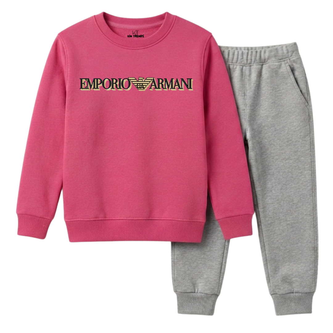 EMPO Girls Magenta Pink & Grey Armani Style Premium Winter Suit