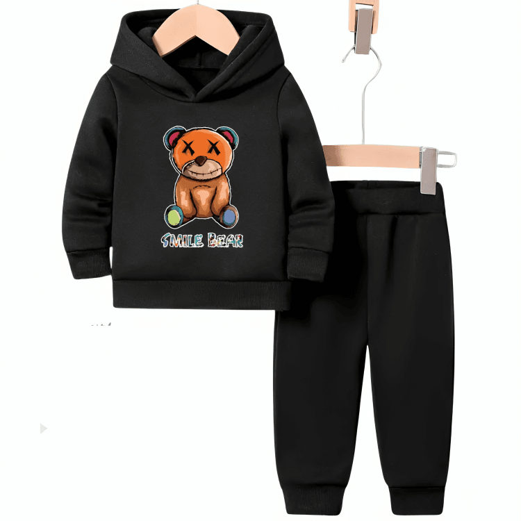 Smile Bear Fleece Hoodie Tracksuit - Kin Trends