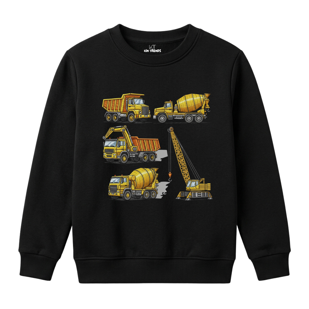 Boys All Black Dumper & Cement Mixer Graphic Winter Outfit