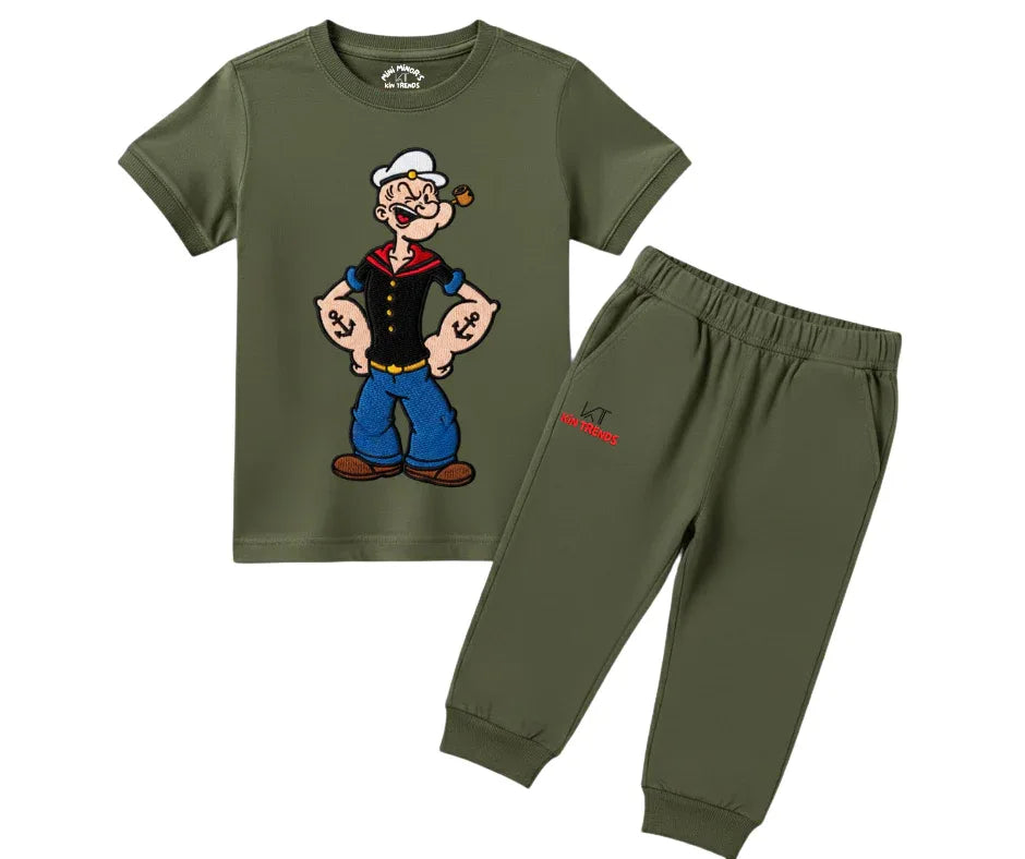 Classic Popeye Summer Tracksuit (Not Embroidered) | Mini Minors Kintrends