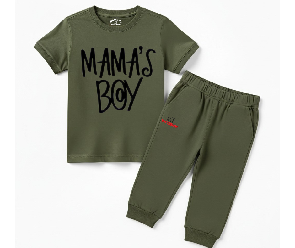 Mama's Boy Tracksuit | Kids T shirt and trouser | Mini Minors Kin Trends | Kintrends